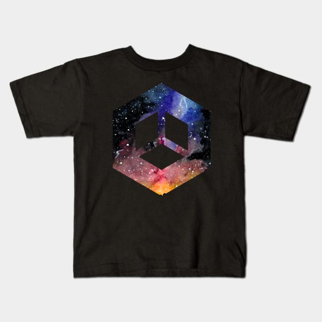 Hexagonal Galaxy Kids T-Shirt by artofiwan